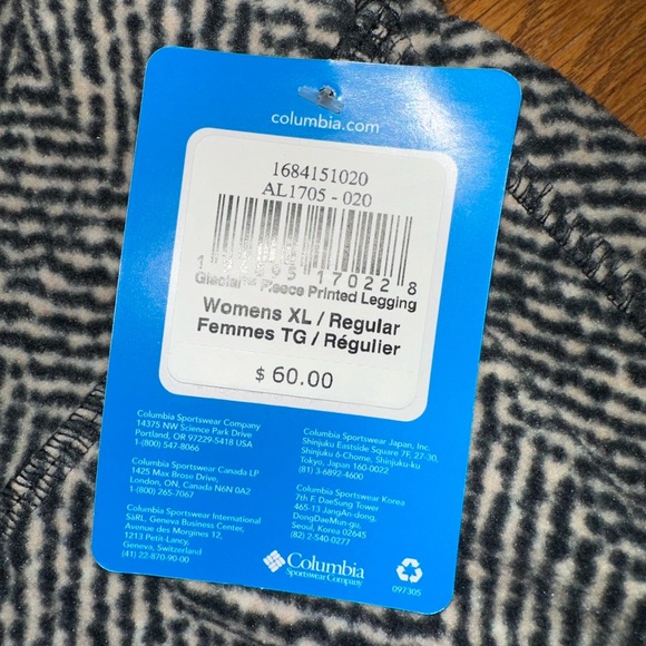 NWT Women’s Columbia fleece leggings size xl - Picture 3 of 9